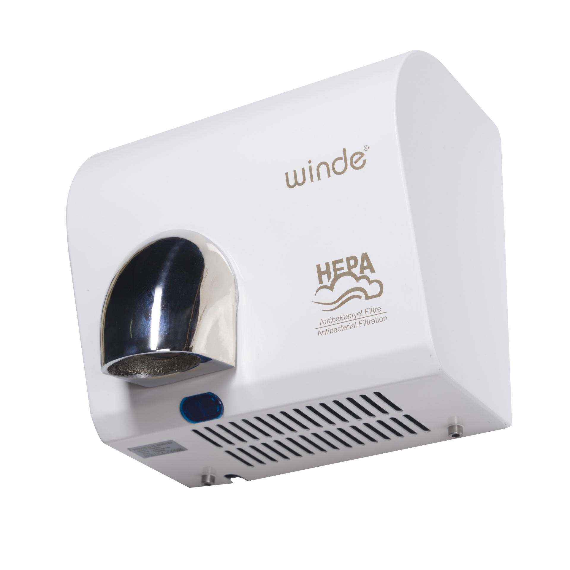 Pw250 2500W Paslanmaz Çelik Fotoselli El Kurutma Makinası Beyaz