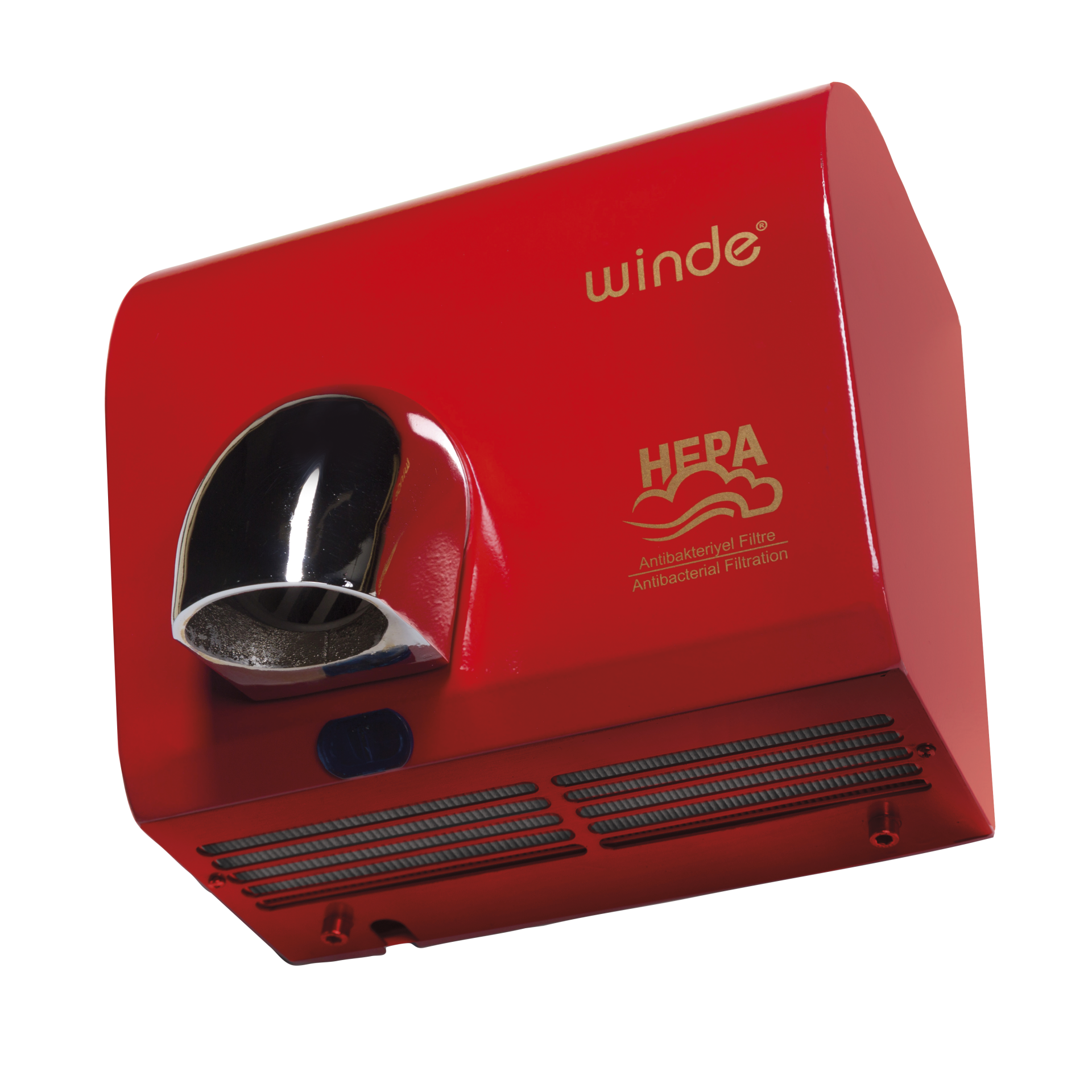 Pw250 2500W Paslanmaz Çelik Fotoselli El Kurutma Makinası Kırmızı