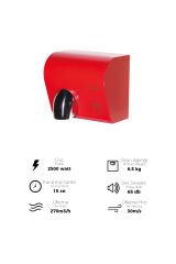 Pw250 2500W Paslanmaz Çelik Fotoselli El Kurutma Makinası Kırmızı