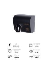 Pw250 2500W Paslanmaz Çelik Fotoselli El Kurutma Makinası Siyah