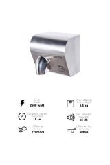 Pw250 2500W Paslanmaz Çelik Fotoselli El Kurutma Makinası İnox